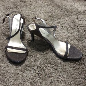 Stuart Weitzman Kitten Heels Sparkly Silver